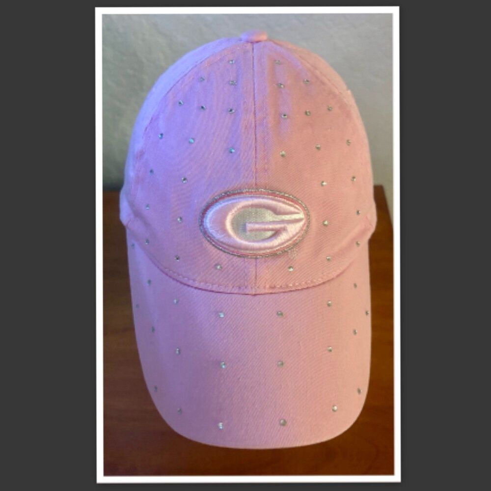 PINK GEORGIA BULLDOGS ADULT LADIES HAT - 100% COTTON - STUDS - OSFA